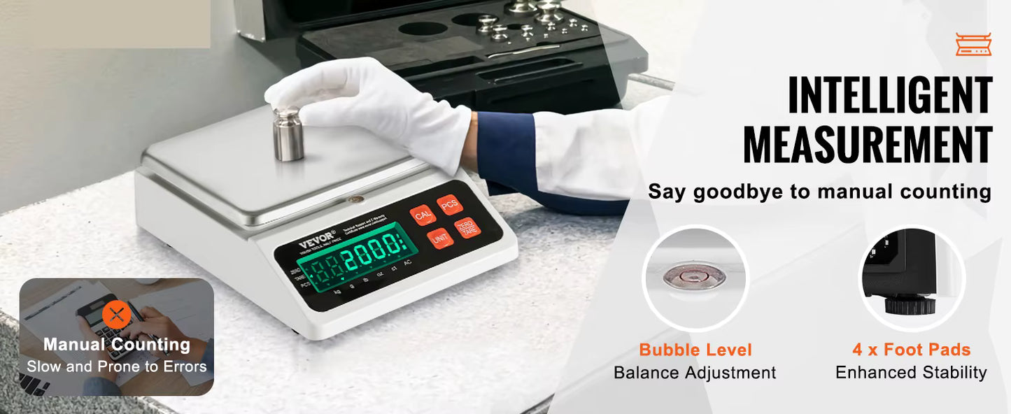 Balance de Comptage Numérique 10 kg x 0,1 g – Balance Électronique LED – Balance de Table Industrielle