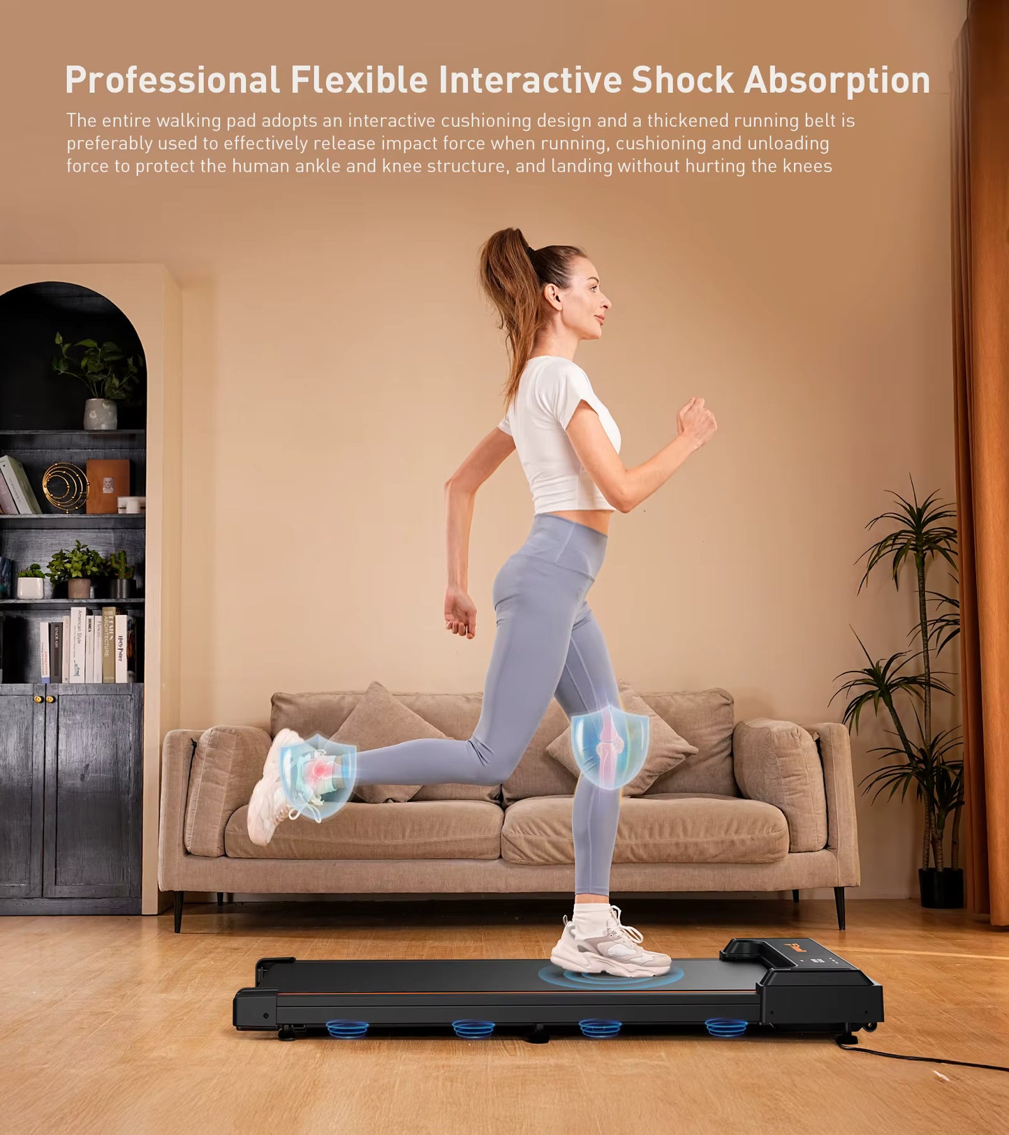 Tapis de Marche FT21 – 2,5 HP – Silencieux & Compact – 1 à 6 km/h – Écran LED & Télécommande – Appareil de Fitness & Bureau