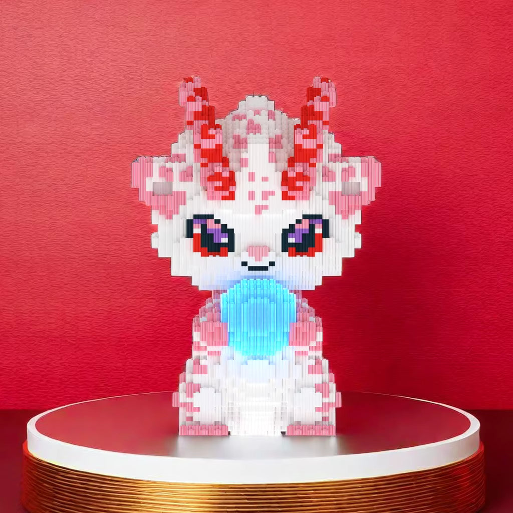 Figurine dragon kawaii blocs de construction – Modèle 3D à assembler – Jeu créatif enfants & adultes – Décoration mignonne – Compatible briques