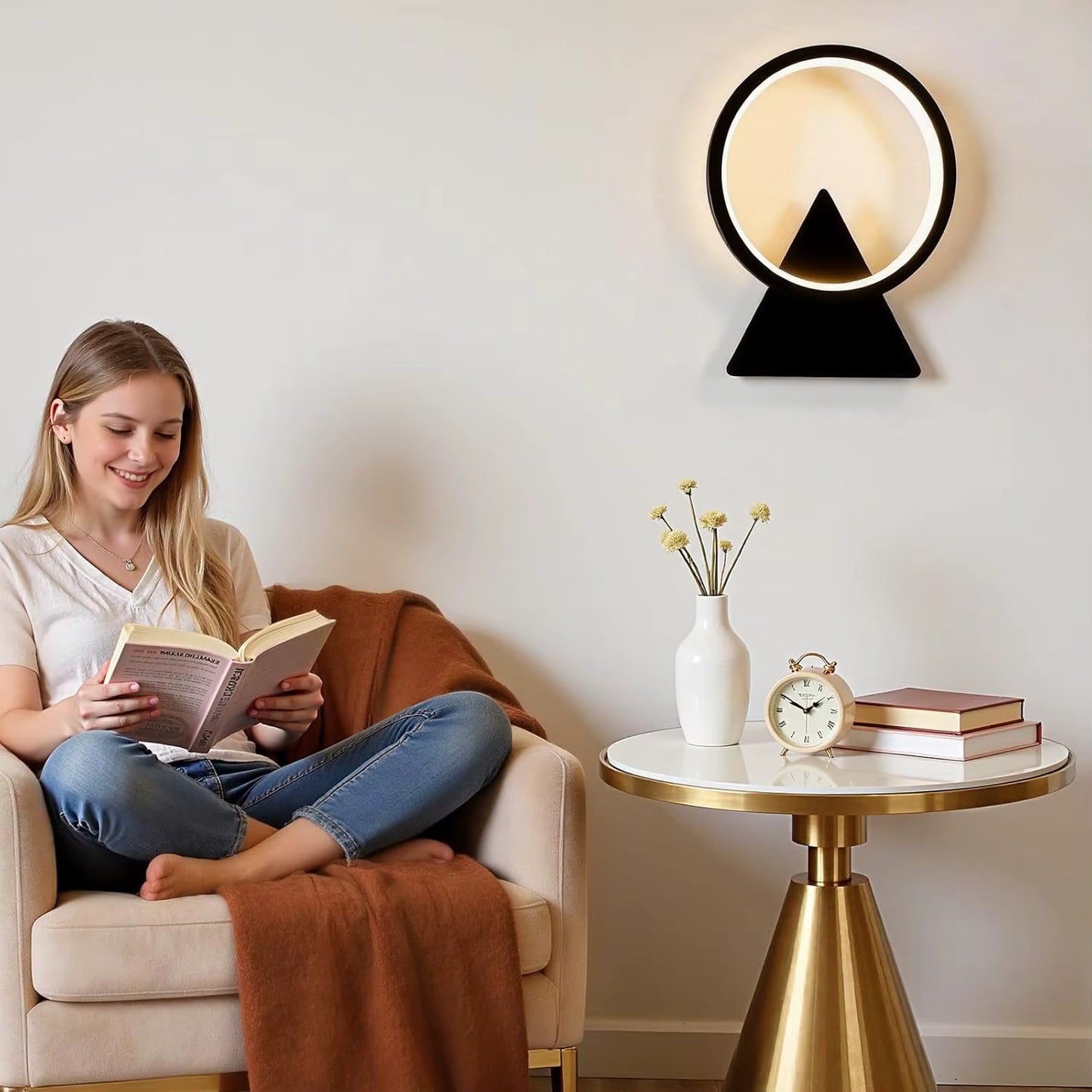 Applique Murale LED Moderne 8W Halo Circulaire Blanc Chaud 3000K – Luminaire Décoratif Design pour Salon, Chambre et Couloir