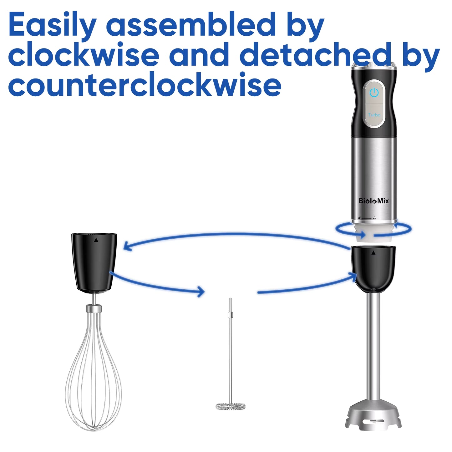 Mixeur plongeant 3 en 1 1000W en acier inoxydable