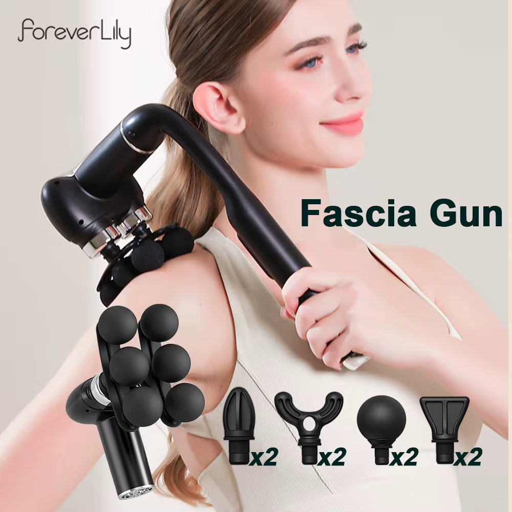 Pistolet de Massage Électrique 6 Têtes – Masseur Musculaire Haute Fréquence, Relaxation Corps, Dos, Nuque, Sport & Récupération