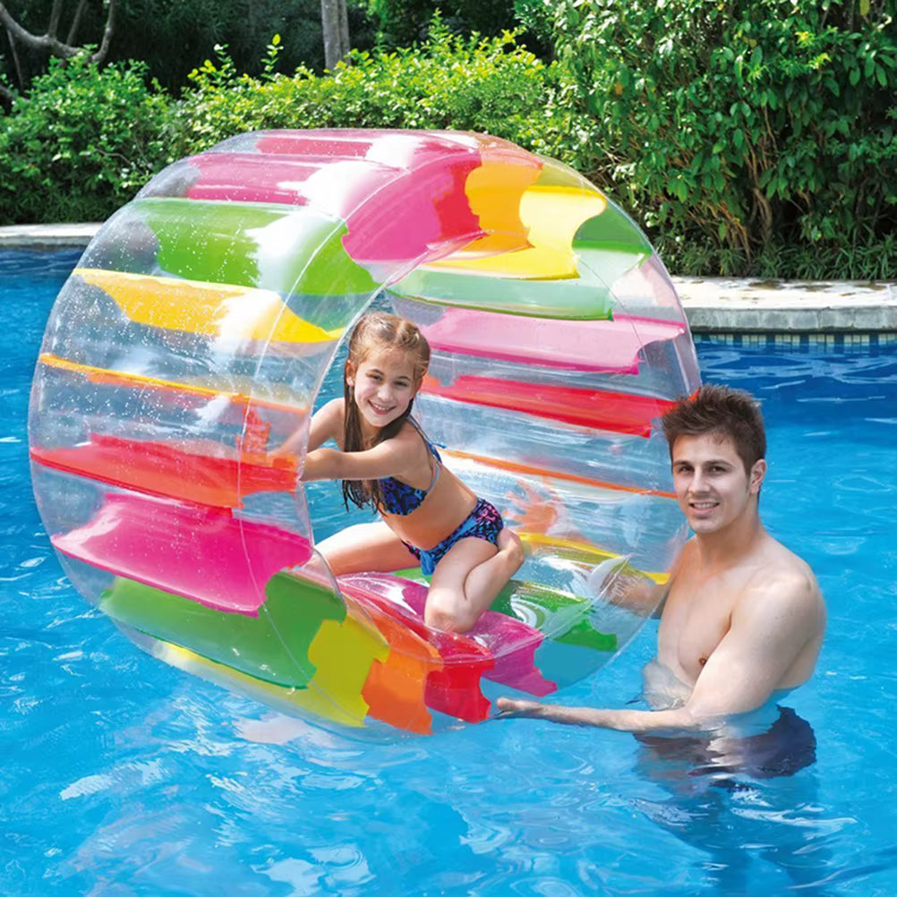 Rouleau Gonflable Aquatique Piscine – Roue Flottante Transparente Multicolore | Enfants & Adultes