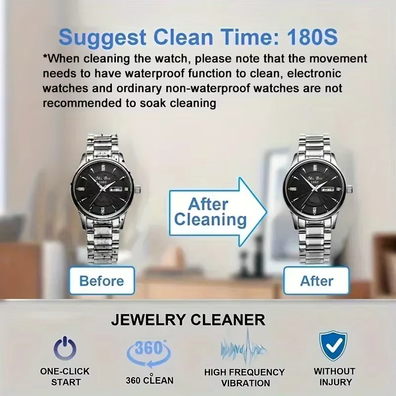 Nettoyeur Ultrason Portable pour Bijoux et Lunettes – Machine de Nettoyage pour Anneaux et Montres
