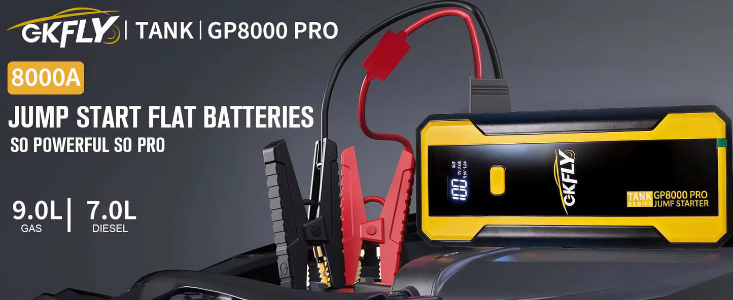 Démarreur de Batterie Portable GP8000 PRO 8000A 12V Booster Voiture Essence Diesel avec Écran LED