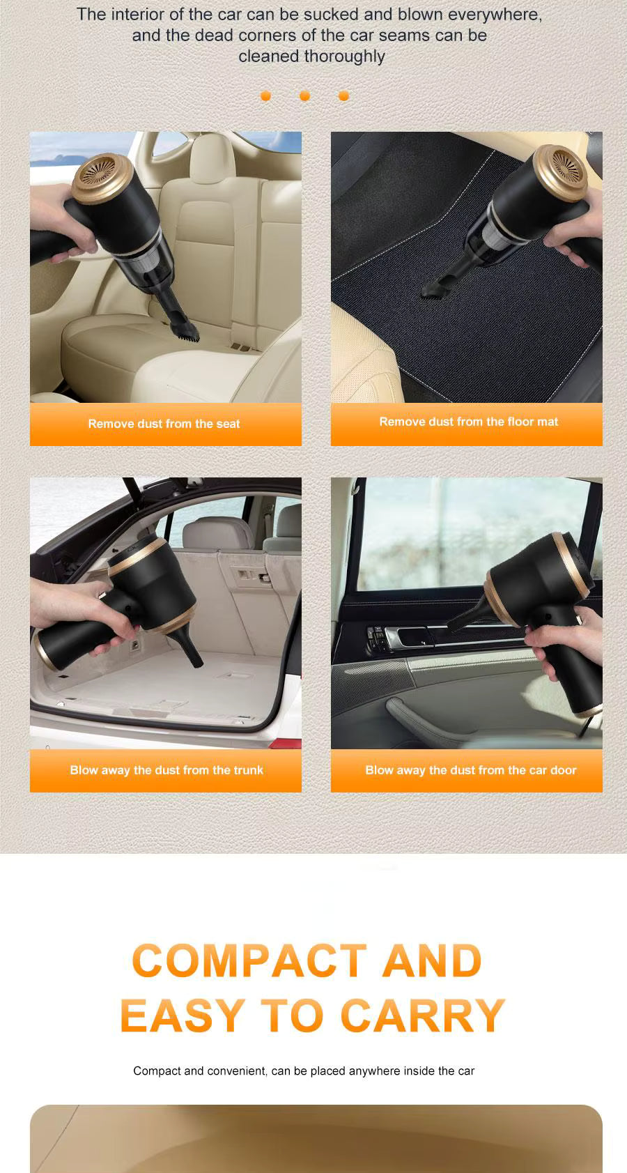 Aspirateur de voiture sans fil portable haute puissance