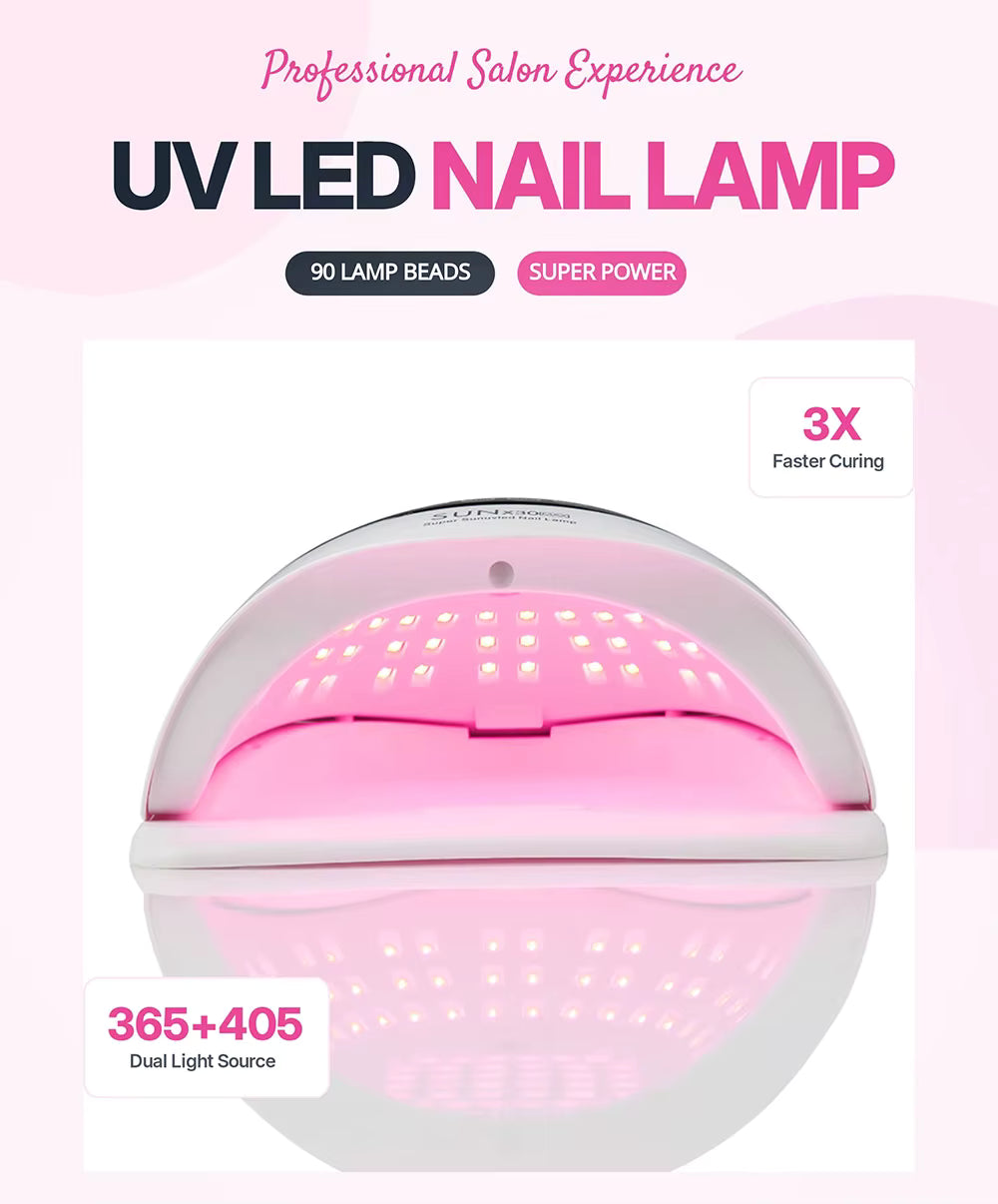 Lampe UV LED SUN X30MAX 90 LEDs pour Ongles – Sèche Vernis Gel Professionnel avec Écran LCD et Poignée – Lampe Nail Art EU Plug