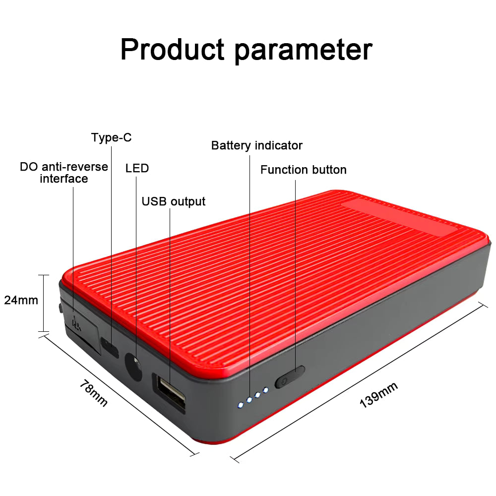 Booster Batterie Voiture 2000A 12V – Démarreur Portable Rechargeable USB – Batterie Externe d’Urgence avec Éclairage LED pour Auto Moto SUV