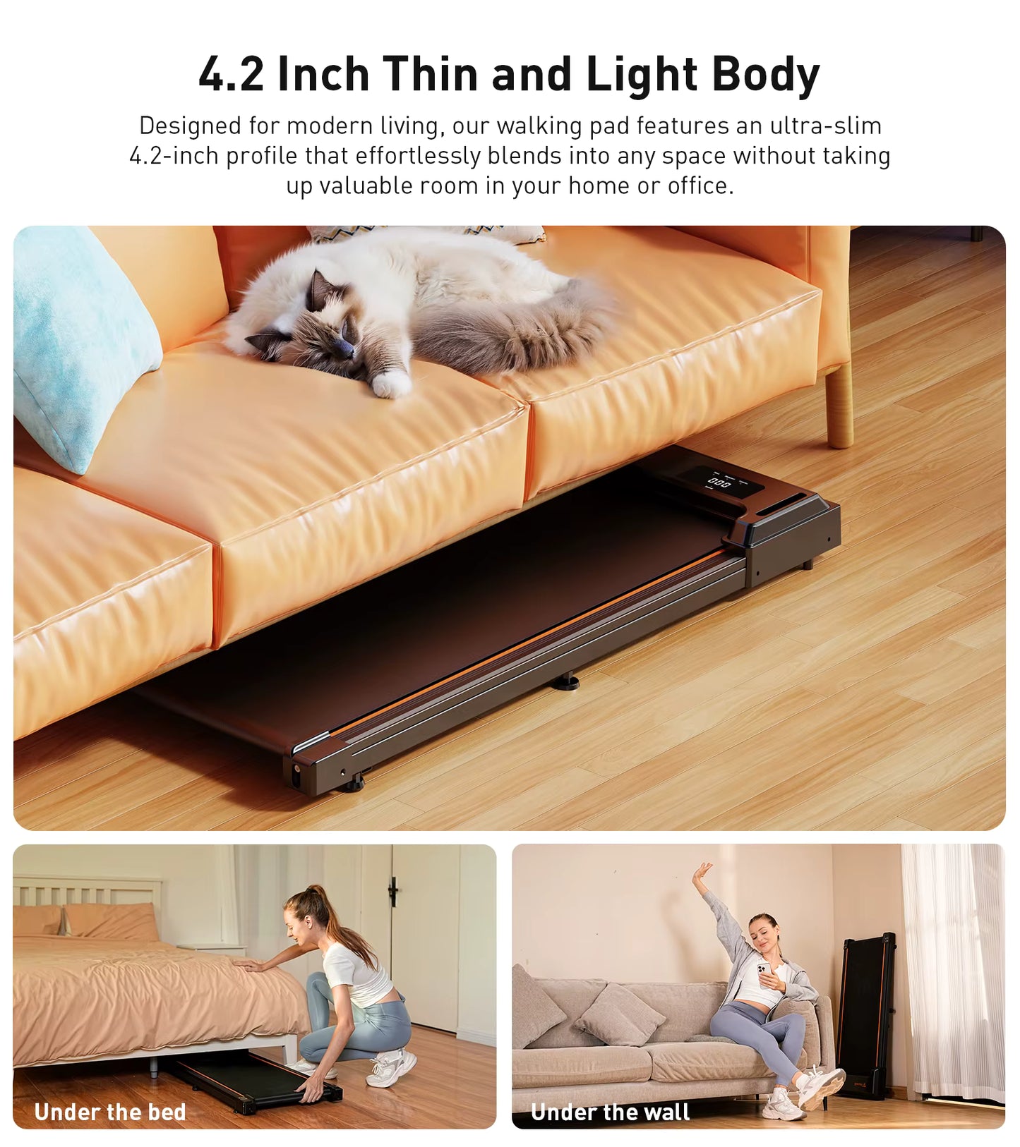 Tapis de Marche FT21 – 2,5 HP – Silencieux & Compact – 1 à 6 km/h – Écran LED & Télécommande – Appareil de Fitness & Bureau