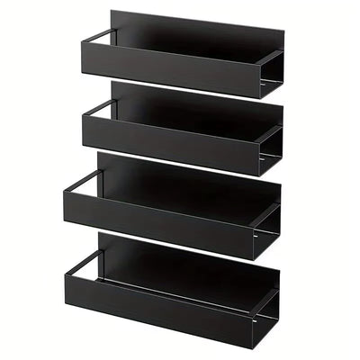 Lot de 4 Étagères Magnétiques de Rangement – Organisateur Métallique pour Réfrigérateur, Cuisine, Machine à Laver | Noir | Neuf