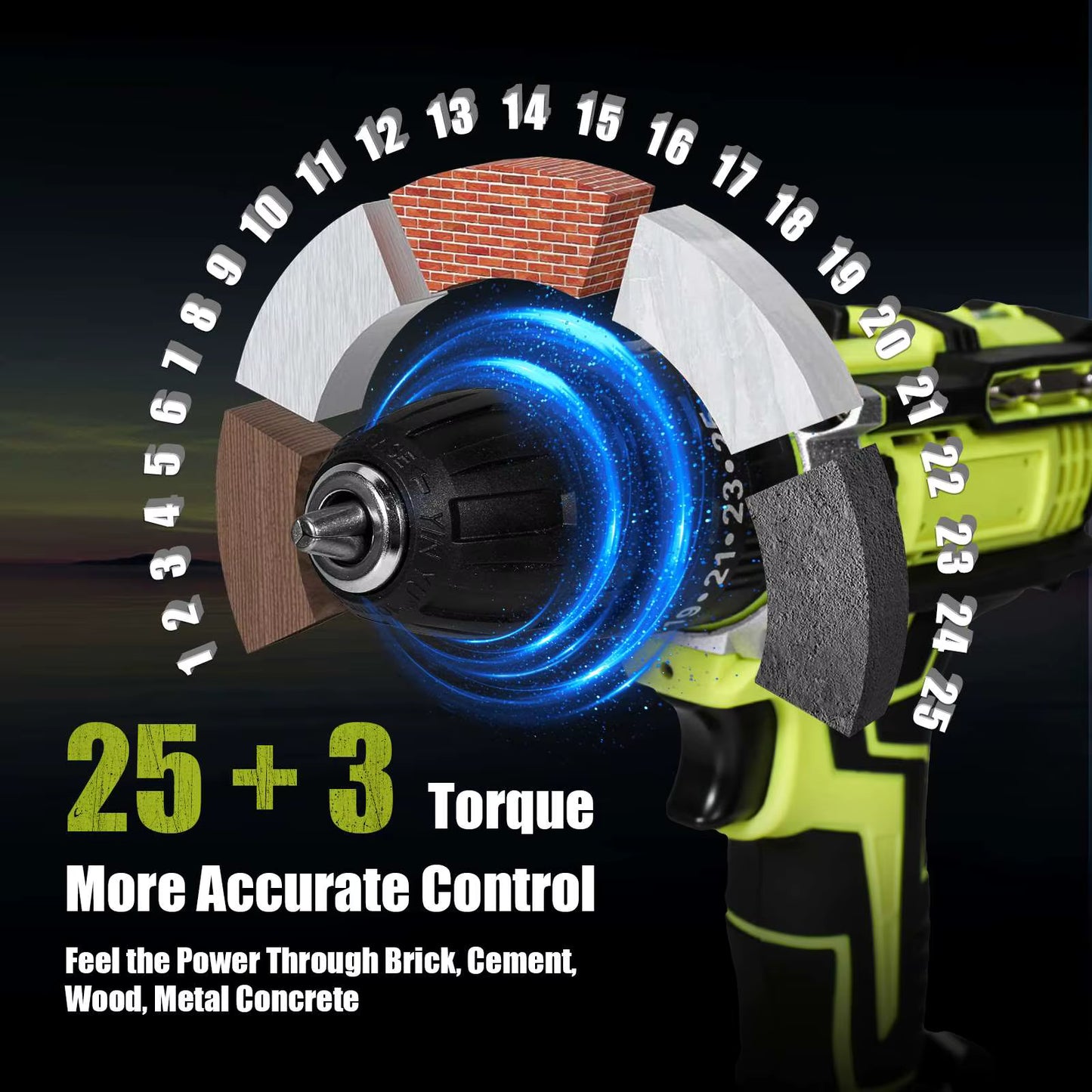 Perceuse à percussion sans fil rechargeable haute puissance – 1350 tr/min – Tournevis électrique grande vitesse avec 2 batteries
