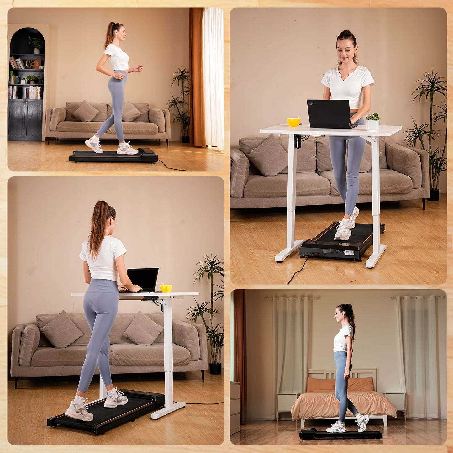Tapis de Marche FT21 – 2,5 HP – Silencieux & Compact – 1 à 6 km/h – Écran LED & Télécommande – Appareil de Fitness & Bureau