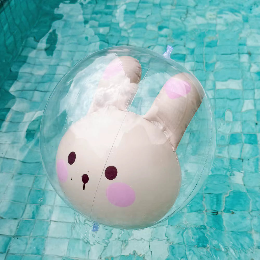 Bouée Gonflable Lapin Kawaii Transparente pour Enfant – Anneau de Natation Piscine et Plage – Accessoire Été