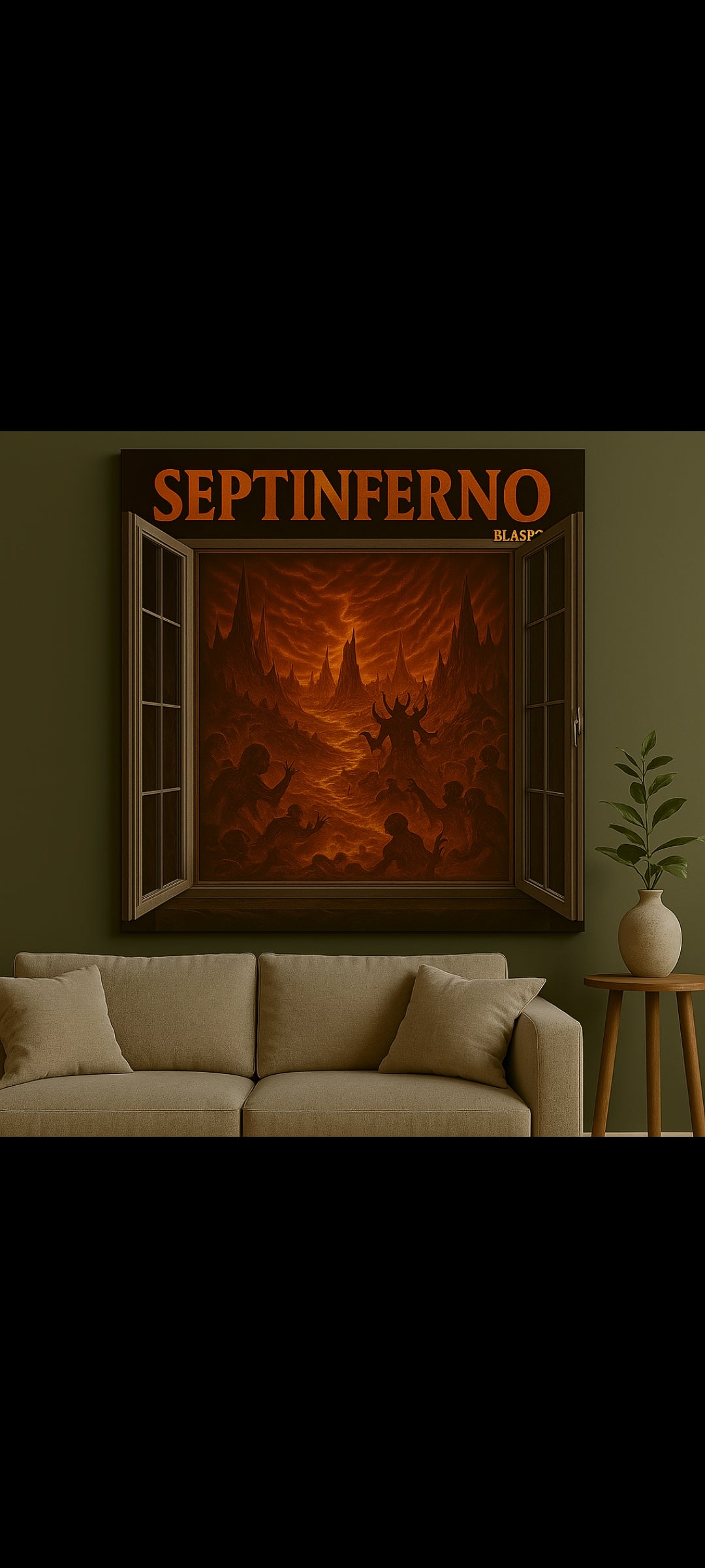 Stickers : SEPTINFERNO – Sticker mural infernal 90x60 cm – Scène apocalyptique des enfers, art dark fantasy exclusif – Déco chambre, gaming, salon – neuf 8