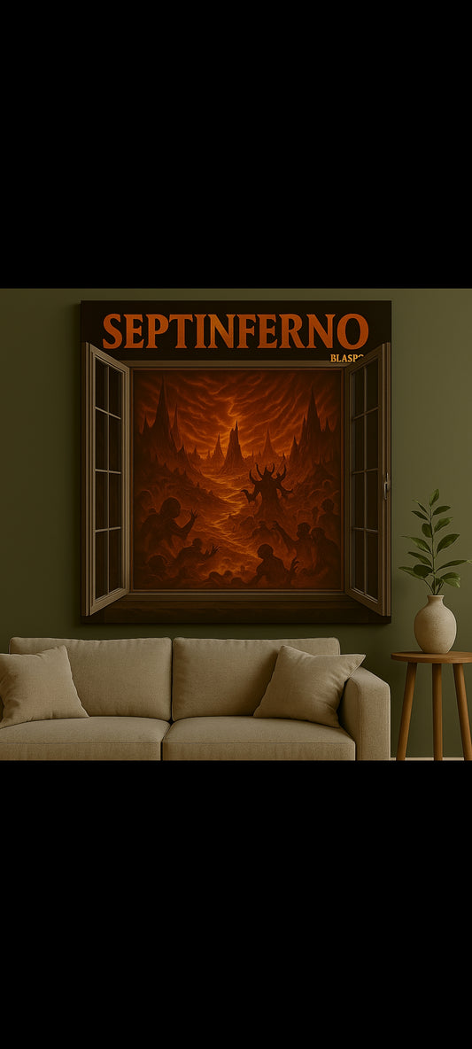 Stickers : SEPTINFERNO – Sticker mural infernal 90x60 cm – Scène apocalyptique des enfers, art dark fantasy exclusif – Déco chambre, gaming, salon – neuf 8