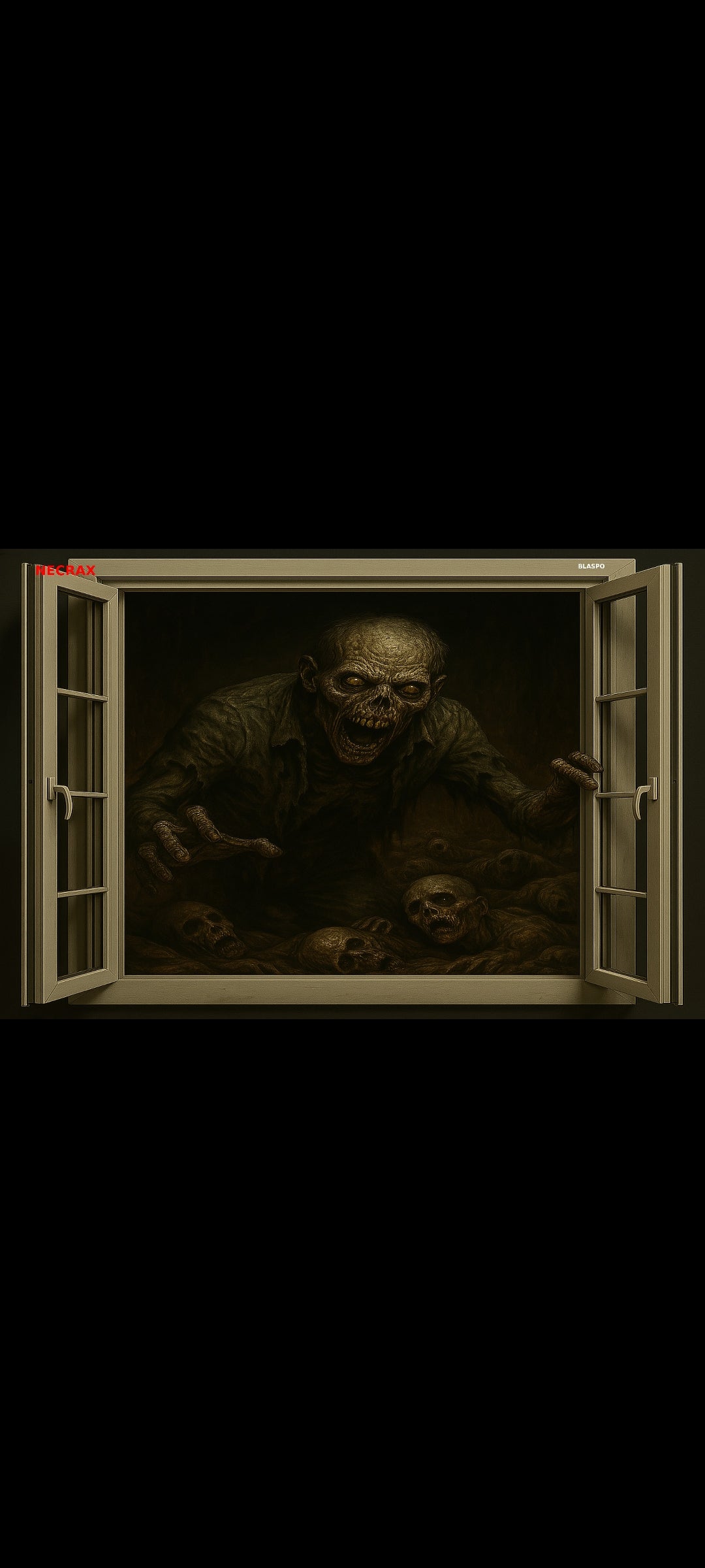 Stickers : NECRAX – Sticker mural horreur 90x60 cm – Zombie maléfique dans charnier, art macabre ultra-réaliste – Déco chambre, gaming, couloir – Exclusivité – neuf 8