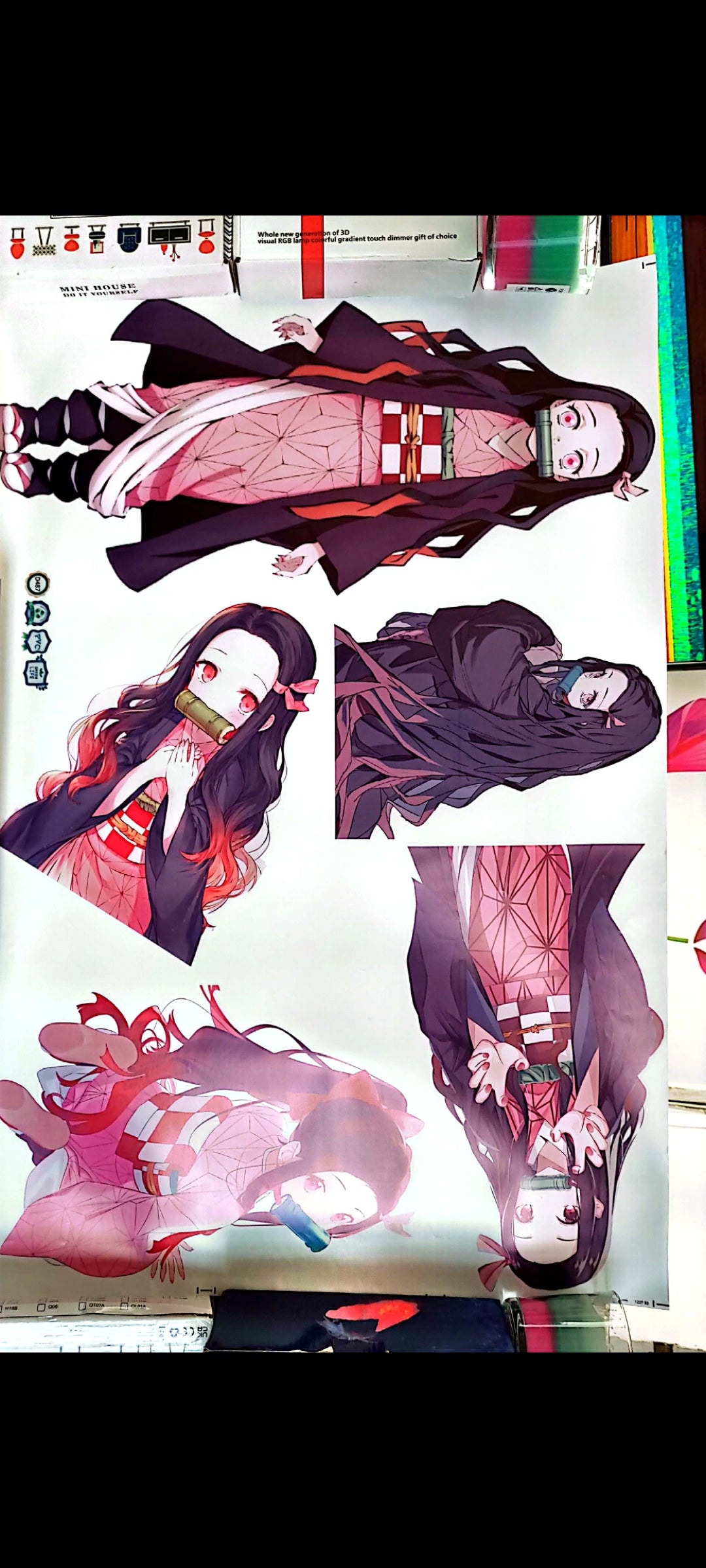Stickers : Demon Slayer – Sticker mural Nezuko Kamado (grand format 90x60 cm) – 6 poses kawaii et badass – Déco manga pour chambre, gaming, otaku – neuf 8