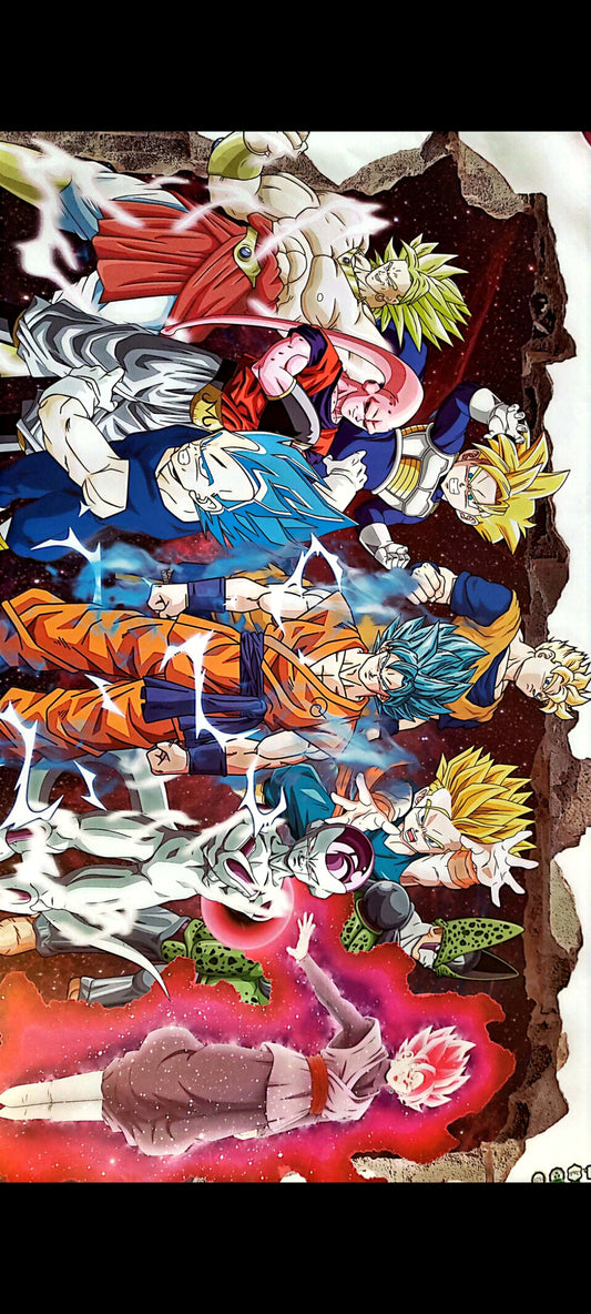 Stickers : Sticker mural Dragon Ball Super – Goku, Vegeta, Broly, Freezer, Cell, Boo – Effet 3D trou mural – Grand format 90x60 cm – neuf 8
