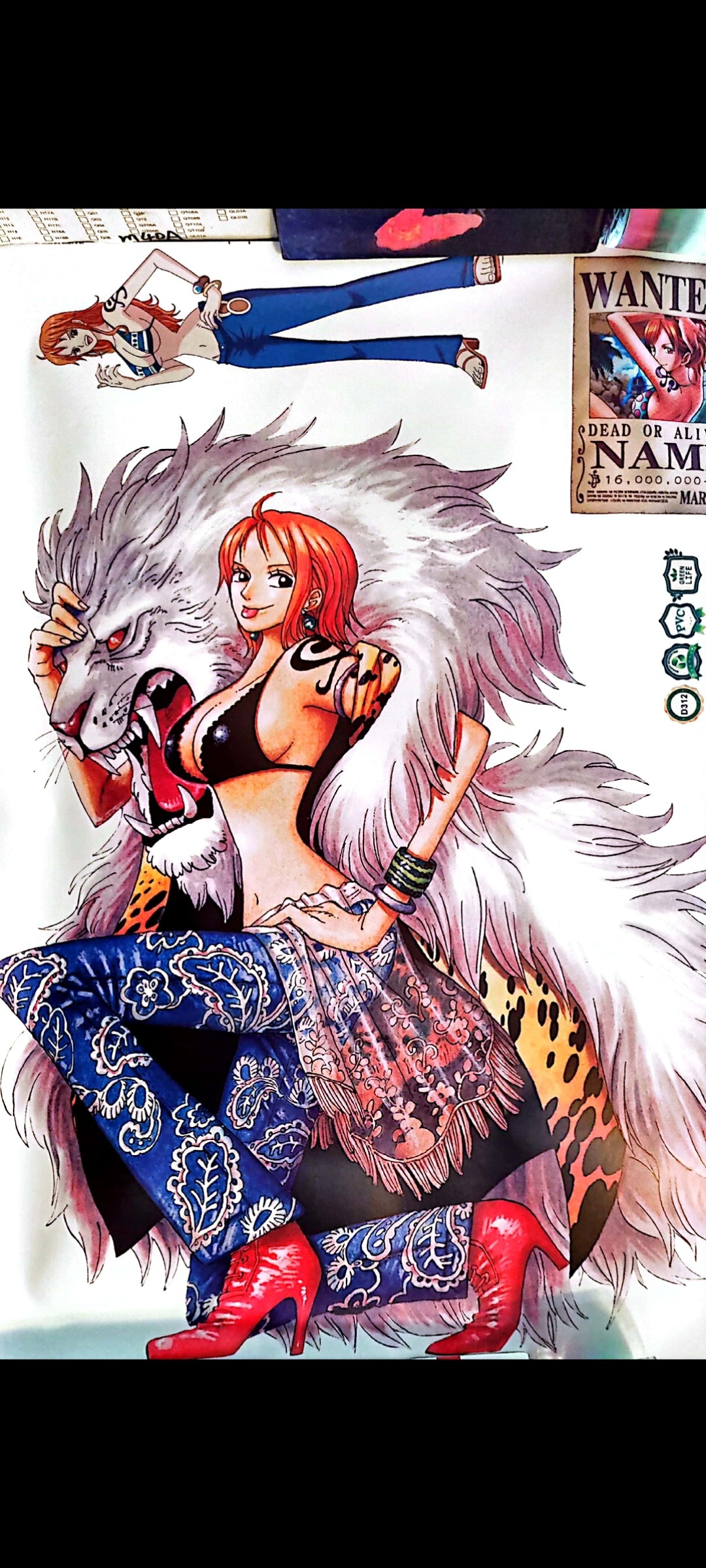 Stickers : Sticker mural One Piece – Nami Wanted et pose féline – Style manga japonais – Grand format 90x60 cm – neuf 8