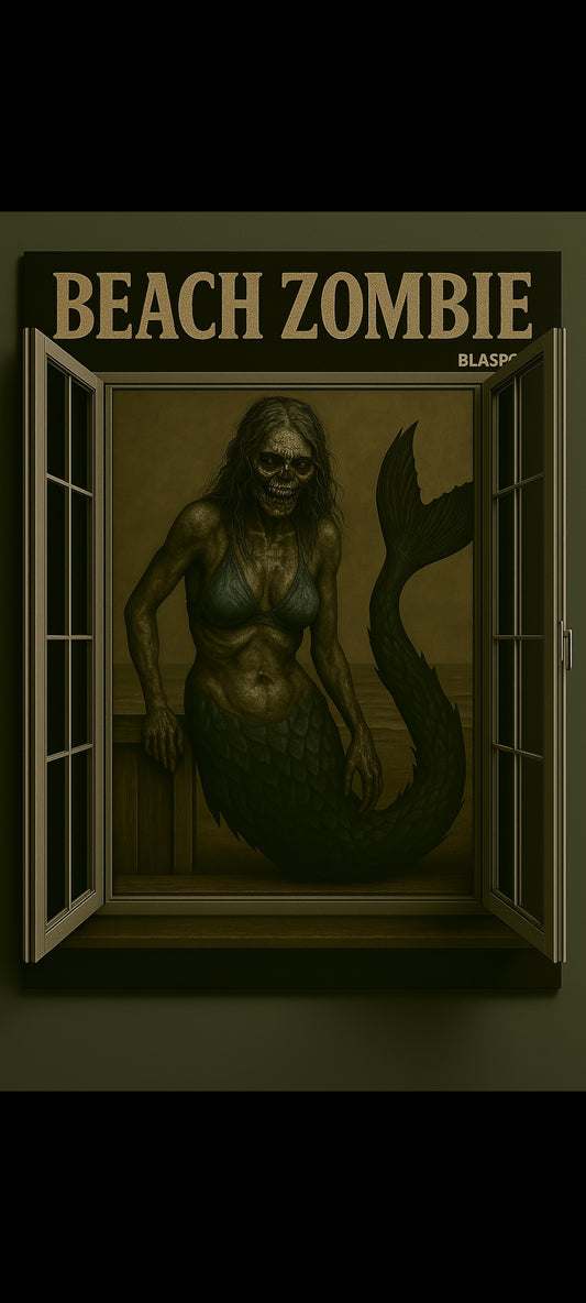 Stickers muraux Beach Zombie – sirène démoniaque d’horreur réaliste – décoration murale art macabre, salon chambre couloir – format géant exclusif – 8