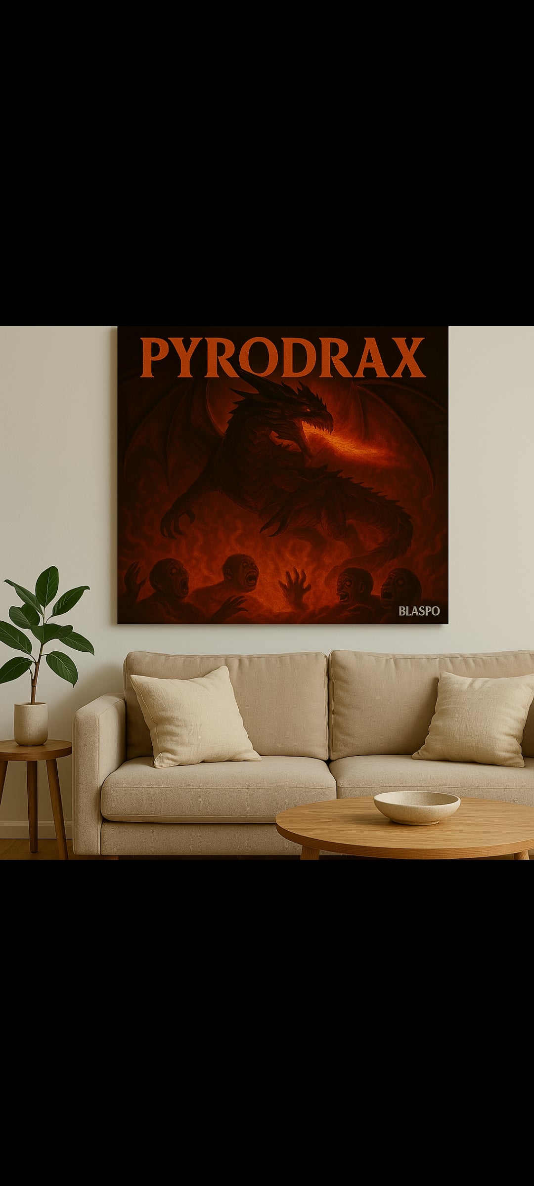 Stickers muraux PYODRAX – dragon de feu infernal, art fantastique apocalyptique – décoration murale géante 90x60 cm, exclusivité – 8