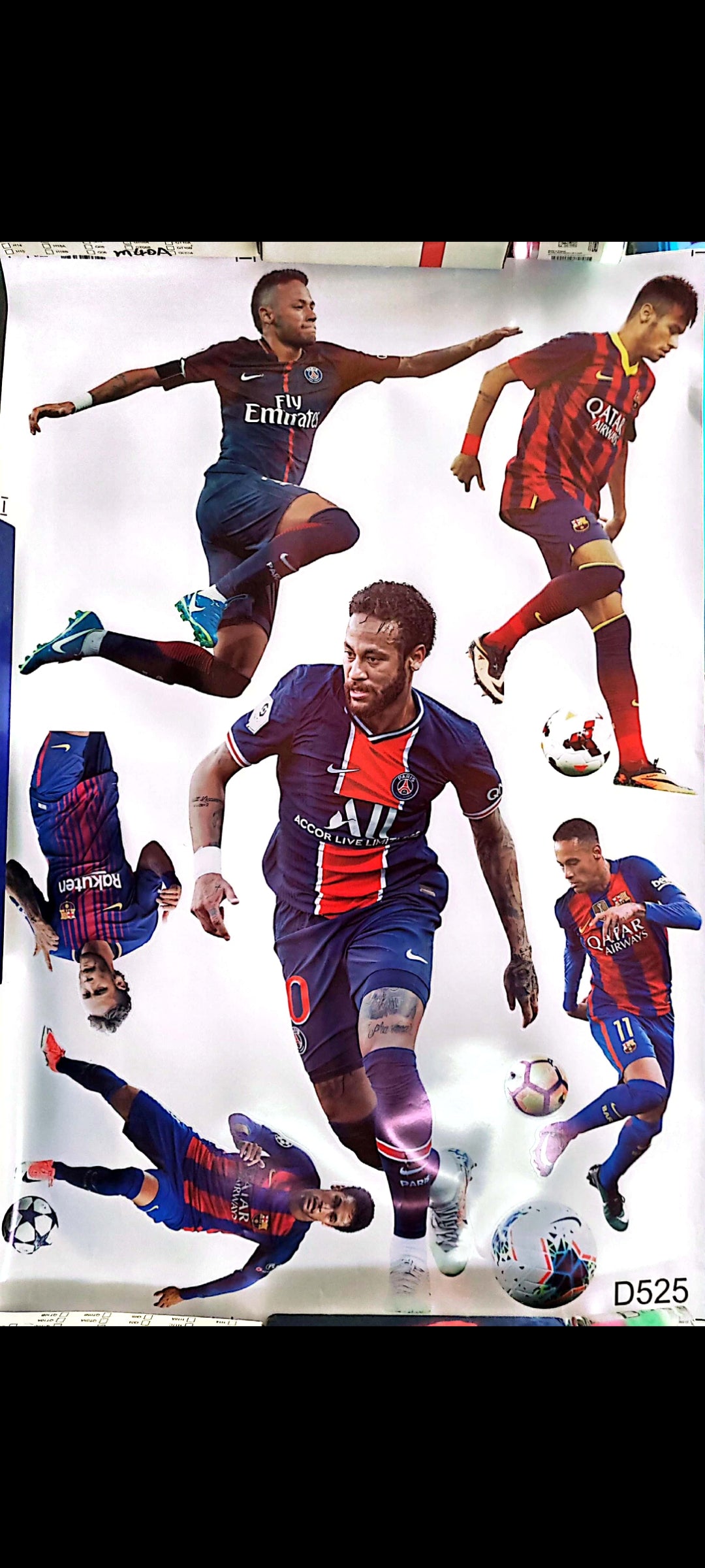 Stickers muraux Neymar – Grand format 90 x 60 cm – PSG, FC Barcelone, Football, décoration sportive chambre ado – 8