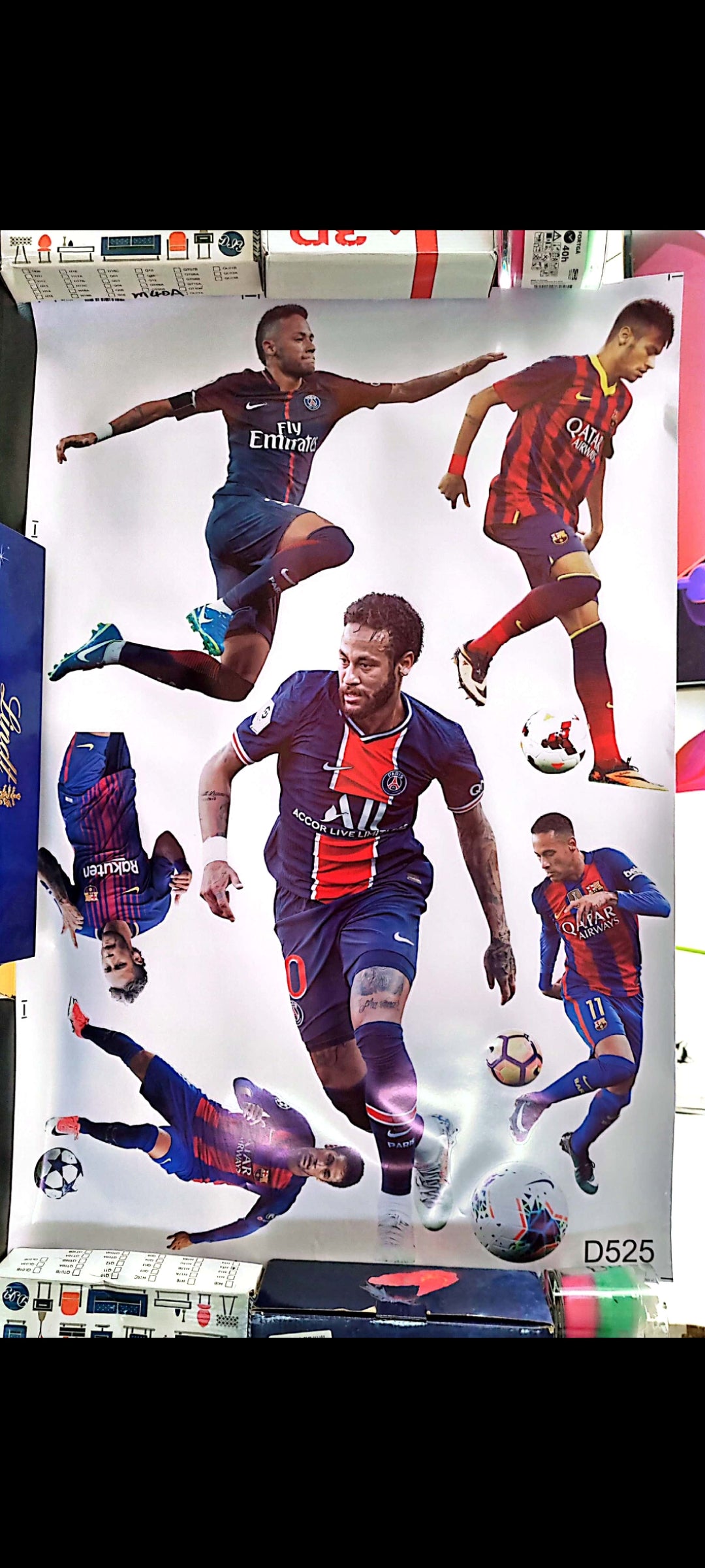 Stickers muraux Neymar – Grand format 90 x 60 cm – PSG, FC Barcelone, Football, décoration sportive chambre ado – 8