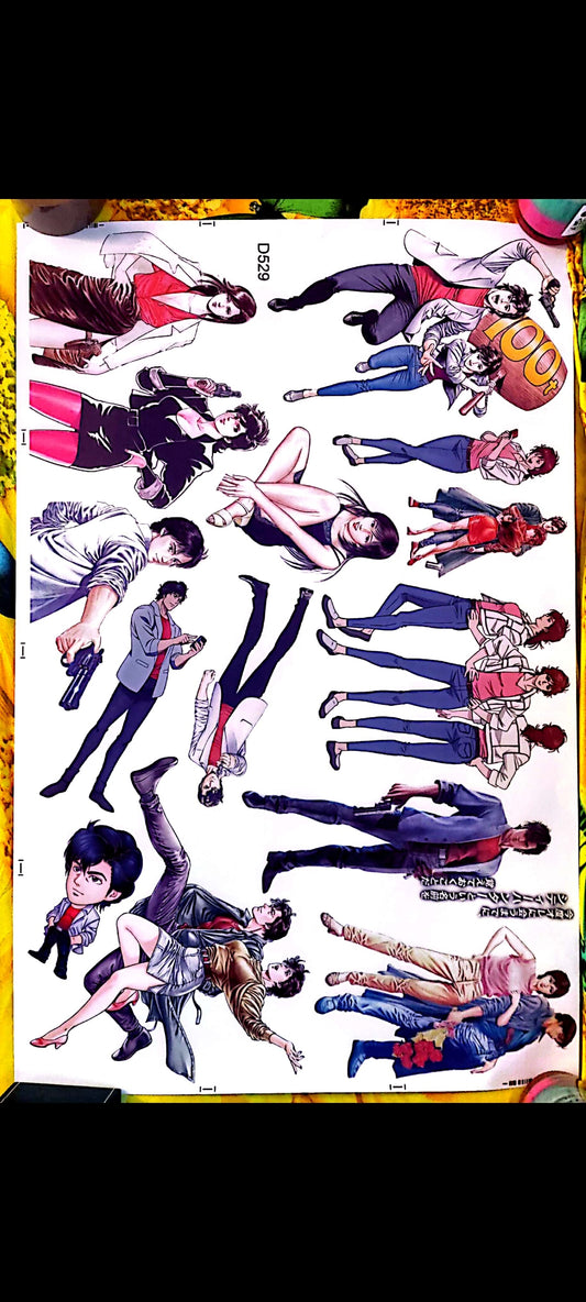 Stickers muraux manga City Hunter – Grand format 90x60 cm – décoration murale salon, chambre ado, art japonais, style rétro animé – 8