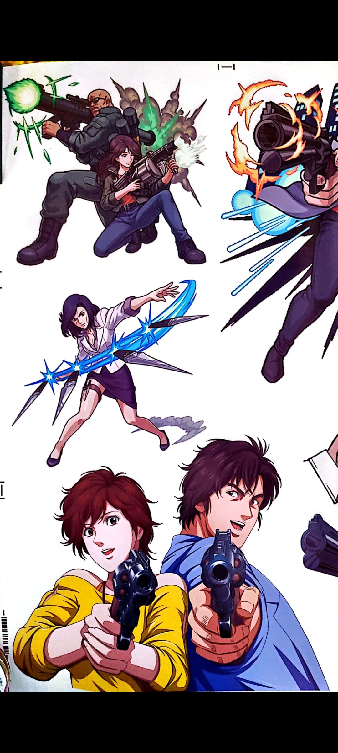 Stickers muraux manga action – Grand format 90x60 cm – décoration murale style City Hunter, chambre ado, art japonais rétro – 8