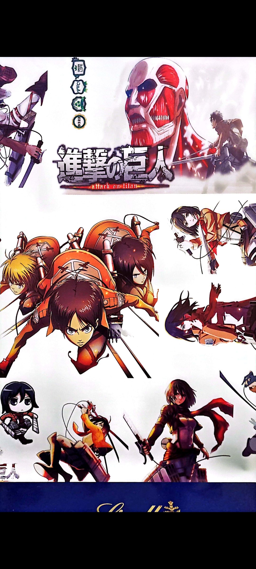 Stickers muraux Attaque des Titans – Grand format 90x60 cm – décoration murale manga épique, chambre ado, animé japonais – 8