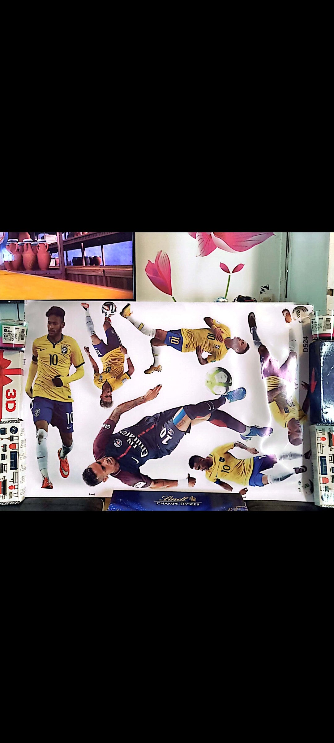 Stickers muraux Neymar Jr – Football Brésil & PSG – Grand format 90x60 cm – décoration chambre, salon, bureau, sport, footballeur légendaire – 8