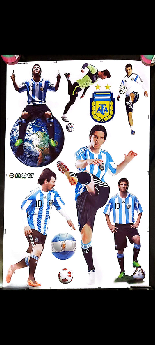 Stickers muraux Lionel Messi – Équipe d’Argentine – Football, sport, chambre garçon, salon, fan de foot – Grand format 90x60 cm – 8
