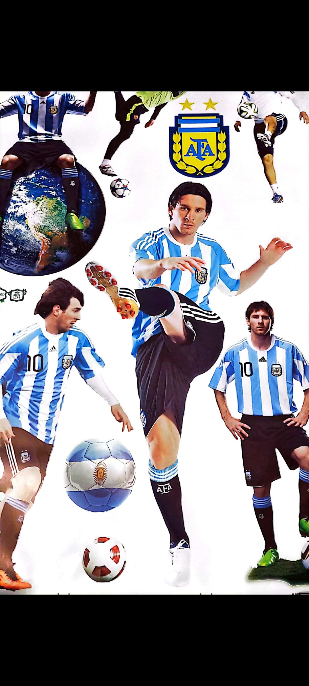 Stickers muraux Lionel Messi – Équipe d’Argentine – Football, sport, chambre garçon, salon, fan de foot – Grand format 90x60 cm – 8