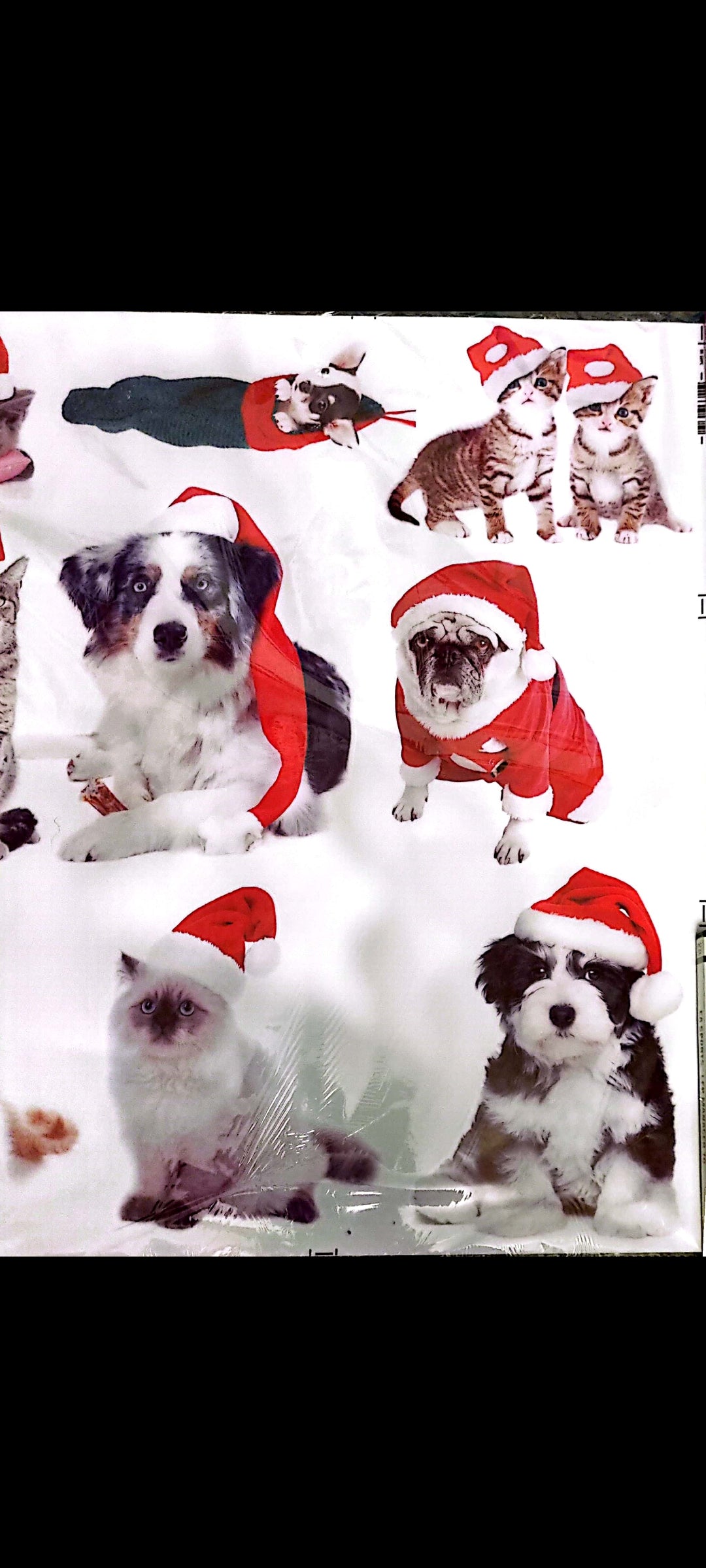 Stickers muraux Noël animaux mignons – Chats, chiens, lapins avec bonnet de Noël – Déco festive chambre enfant, salon, couloir – Grand format 90x60 cm – 8