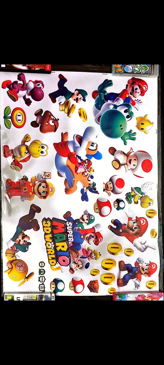 Stickers muraux Super Mario 3D World – Grand format 90x60 cm – Décoration murale chambre enfant, salon, couloir – Univers jeu vidéo rétro – Art mural coloré, exclusif – 8