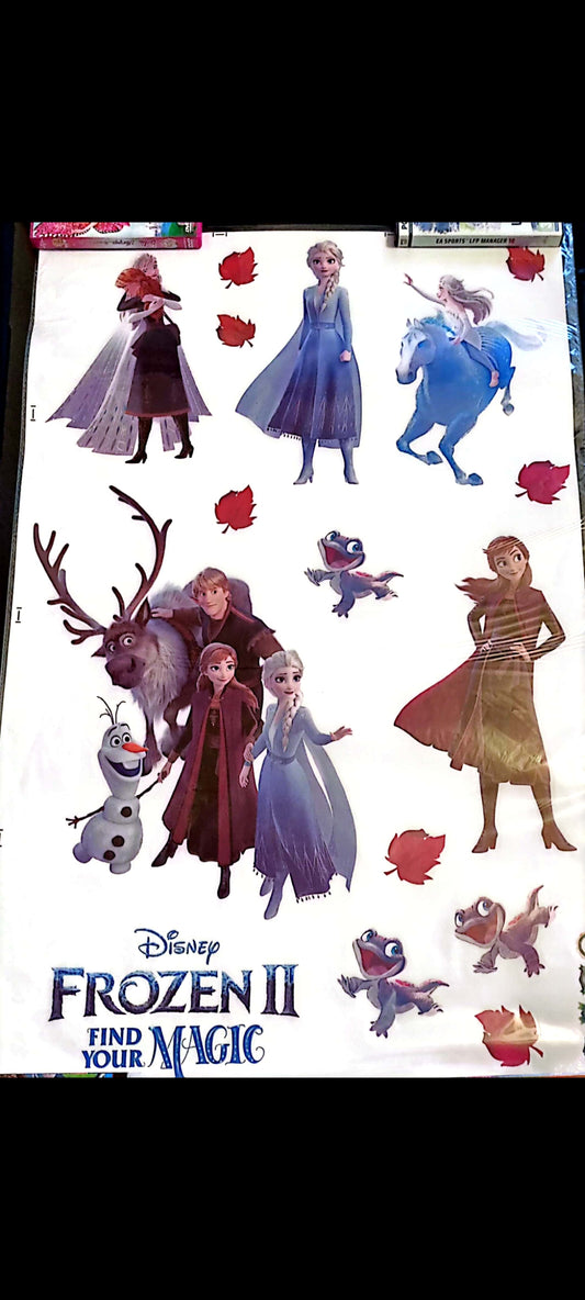 Stickers muraux Frozen II – Reine des Neiges 2 – Grand format 90x60 cm – Décoration murale chambre enfant, fille, couloir – Elsa, Anna, Olaf, Kristoff – Art mural magique, exclusif – 8