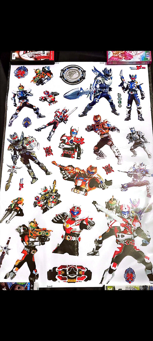 Stickers muraux héros japonais – Kamen Rider – Grand format 90x60 cm – Décoration murale chambre garçon, action, super-héros, guerrier, manga – Mural géant exclusif – 8