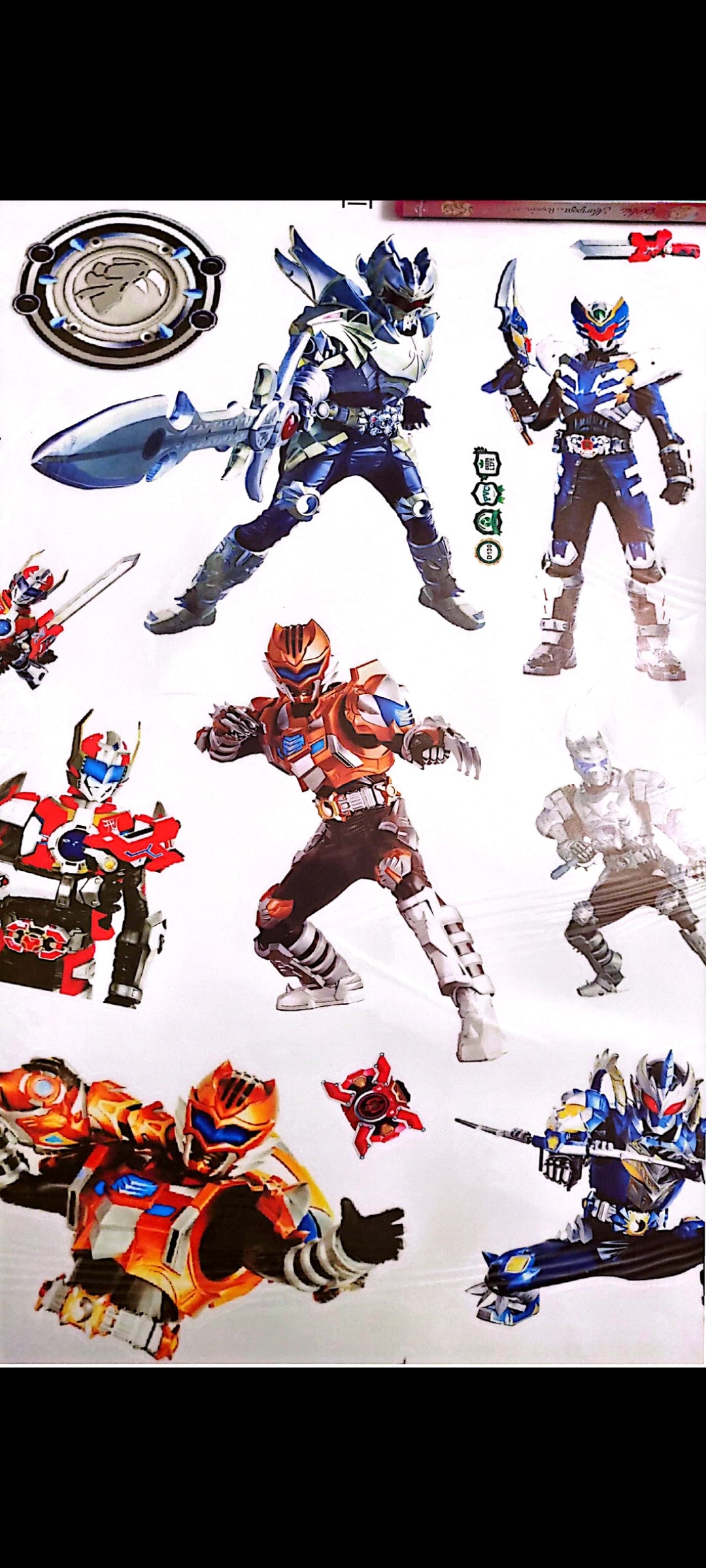 Stickers muraux héros japonais – Kamen Rider – Grand format 90x60 cm – Décoration murale chambre garçon, action, super-héros, guerrier, manga – Mural géant exclusif – 8