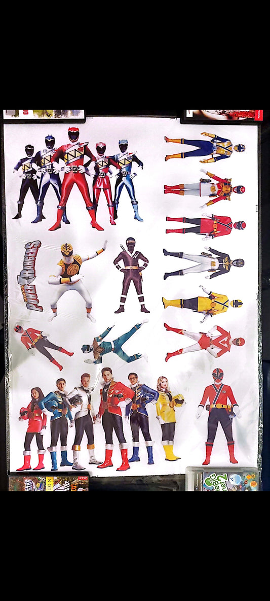 Stickers muraux Power Rangers – Grand format 90x60 cm – Décoration murale chambre garçon, super-héros, action, séries cultes – Mural géant exclusif – 8