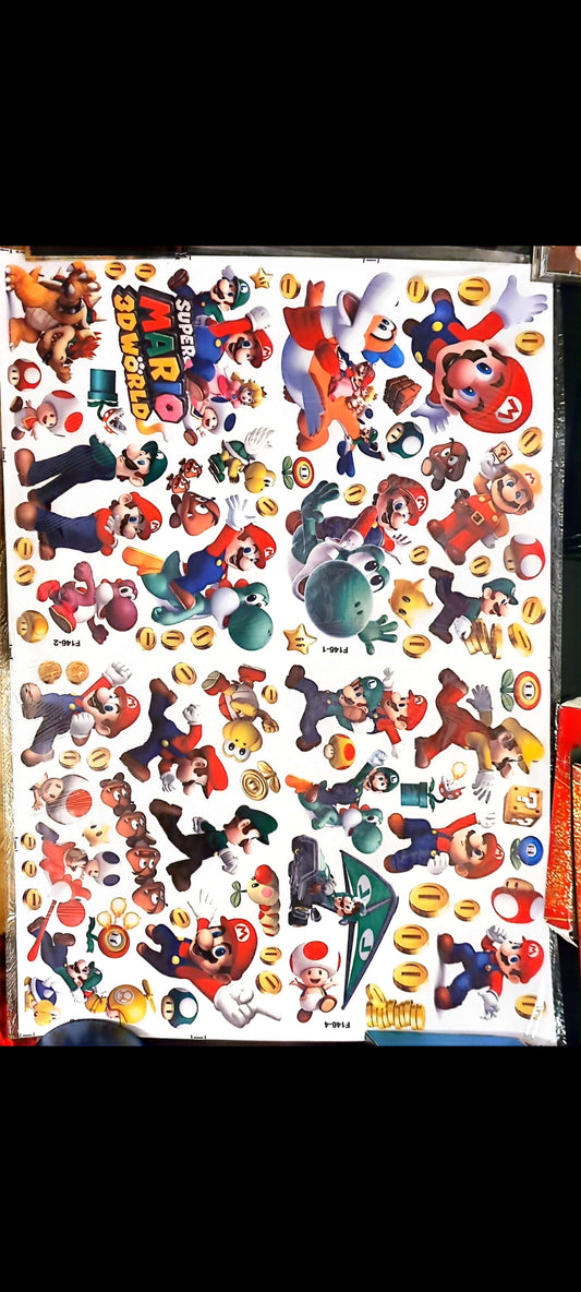Stickers muraux Super Mario – Grand format 90x60 cm – Décoration murale gaming, chambre enfant, univers Nintendo, personnages cultes – Mural géant exclusif – 8