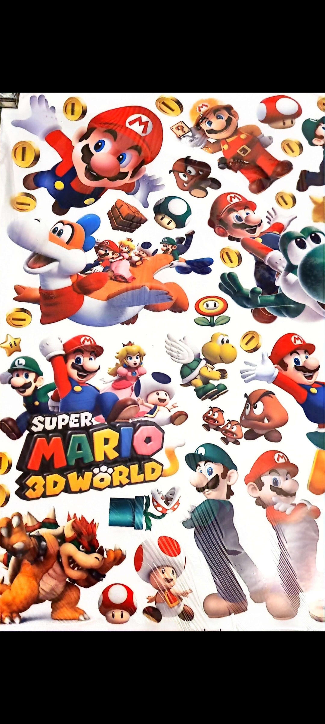 Stickers muraux Super Mario – Grand format 90x60 cm – Décoration murale gaming, chambre enfant, univers Nintendo, personnages cultes – Mural géant exclusif – 8
