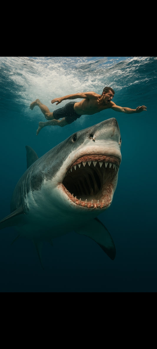 Stickers muraux Requin Terreur des Abysses – Grand format 90x60 cm – Décoration murale spectaculaire pour chambre, salon ou salle de jeux – Effet immersif réaliste – Art mural exclusif – 8