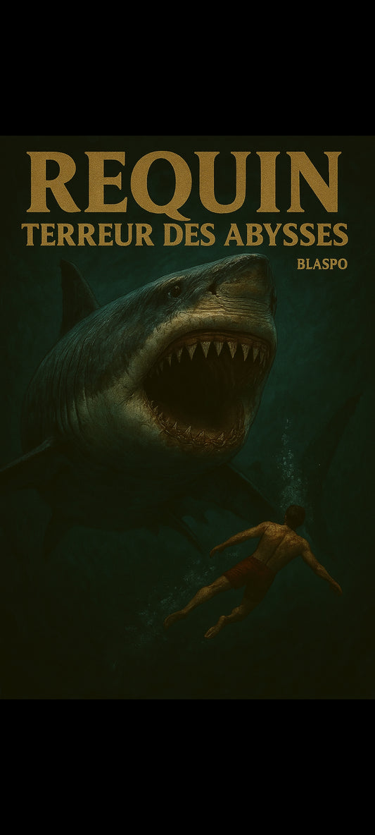 Stickers muraux Requin Terreur des Abysses – Grand format 90x60 cm – Art mural sombre et intense – Décoration murale salon, chambre ou gaming room – Design exclusif – 8