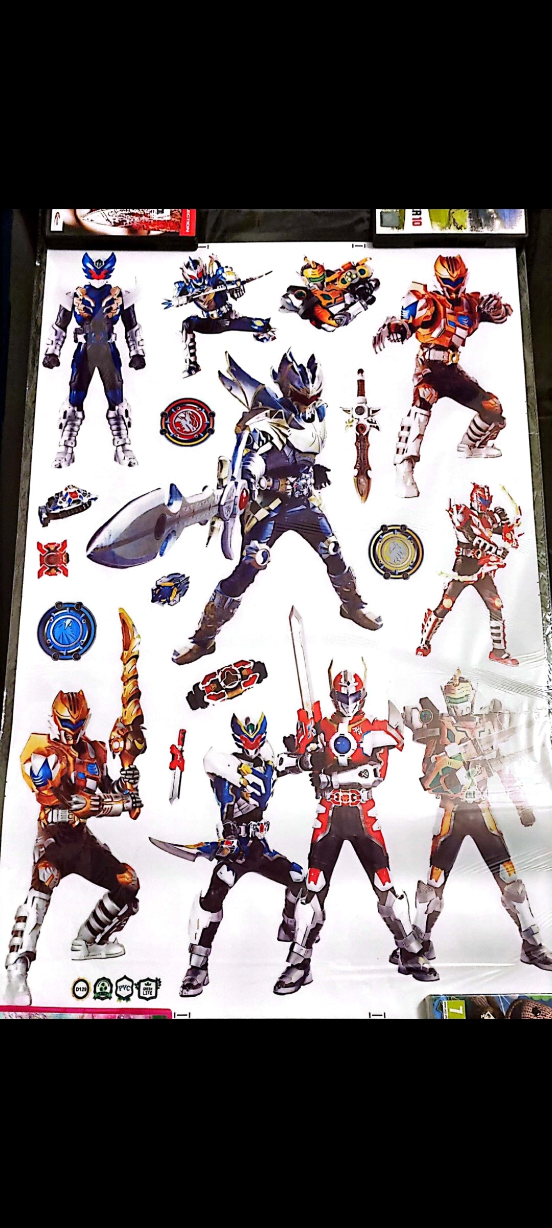 Stickers muraux super-héros japonais – Kamen Riders – Grand format 90x60 cm – Déco chambre enfant, fan d’animé, otaku, manga, gaming – 8