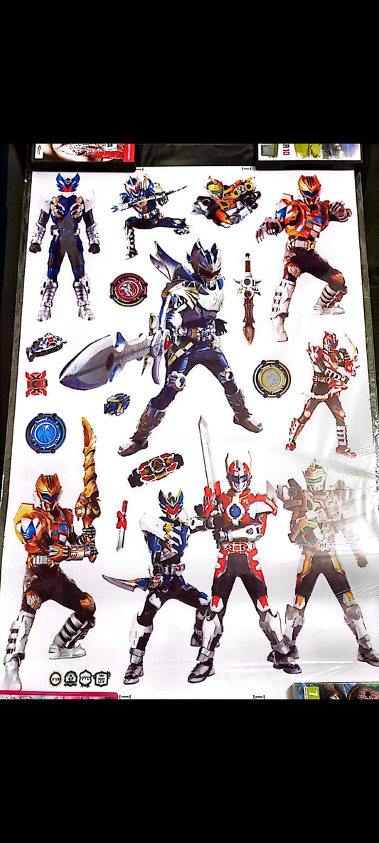 Stickers muraux super-héros japonais – Kamen Riders – Grand format 90x60 cm – Déco chambre enfant, fan d’animé, otaku, manga, gaming – 8