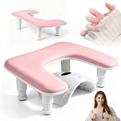Repose-Main Manucure Professionnel Réglable en Hauteur – Coussin Ergonomique en U – Support Nail Art & Pose de Gel – Salon de Beauté