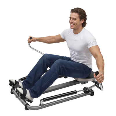 Rameur Hydraulique Double Barre Pliable – Écran LCD, Résistance Réglable | Cardio & Musculation à Domicile