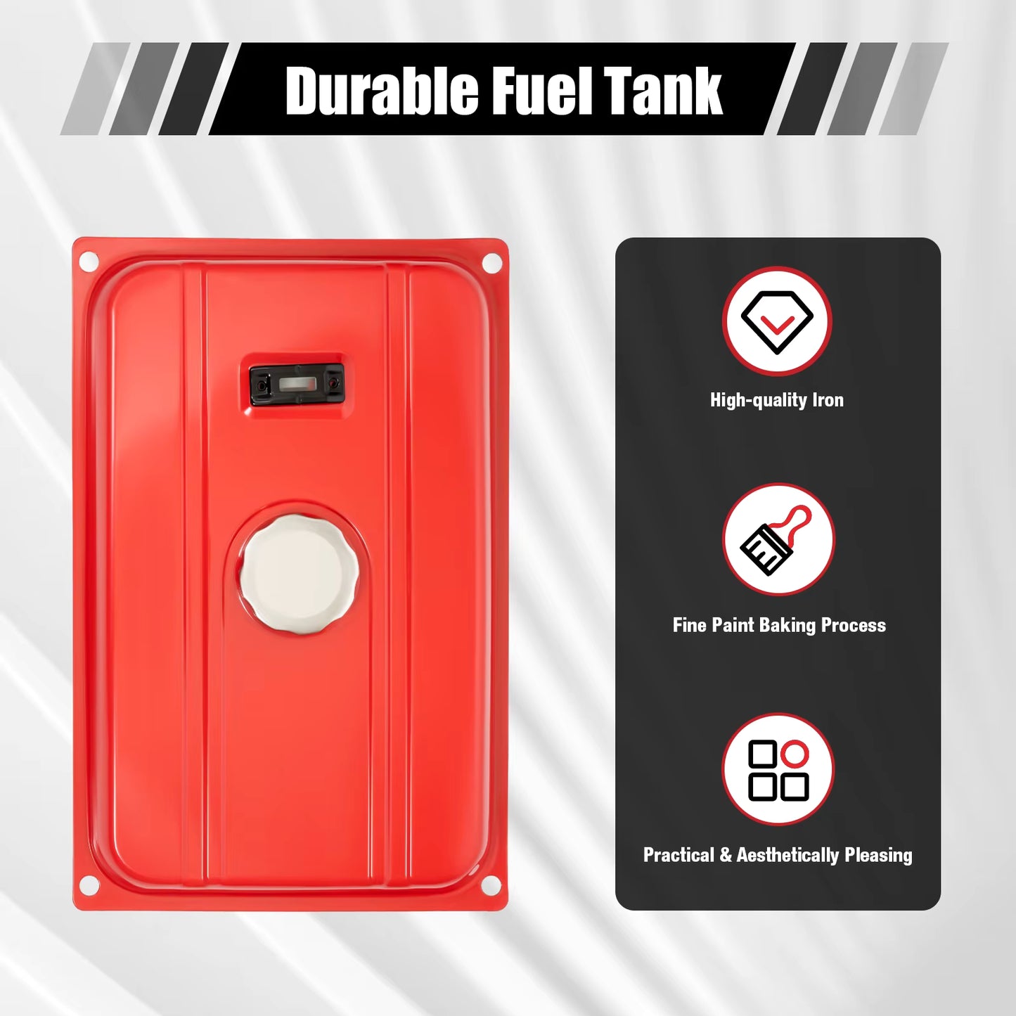 Réservoir de carburant 18,9L (5 gallons) pour générateur, bidon essence métal avec jauge et interrupteur, réservoir essence universel compatible groupes électrogènes