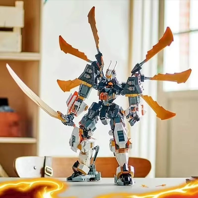 Figurine Mecha Dragon Titan 1055 pièces – Robot articulé à construire avec ailes et épée – Modèle de collection blocs de construction