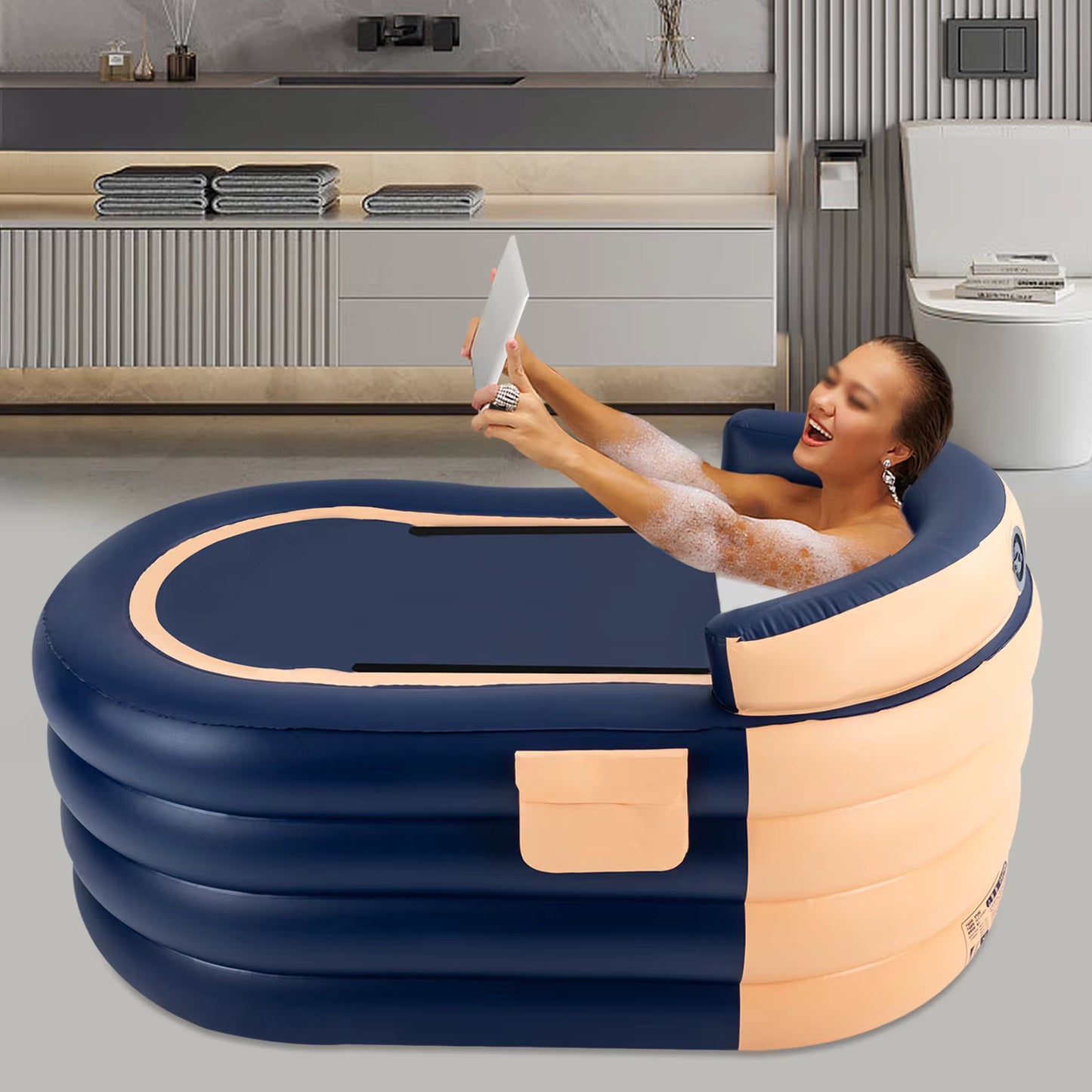 Baignoire Gonflable Adulte 100 kg – Avec Pompe Électrique Sans Fil | Pliable Portable | Intérieur Extérieur